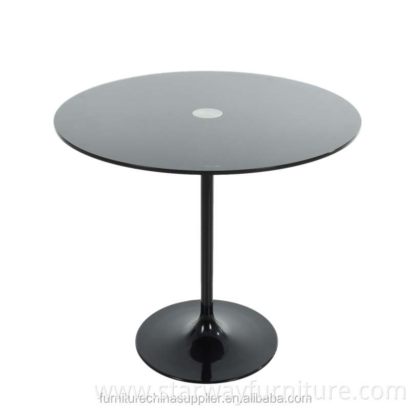 Modern tulip dining table glass top with white aluminium base round table